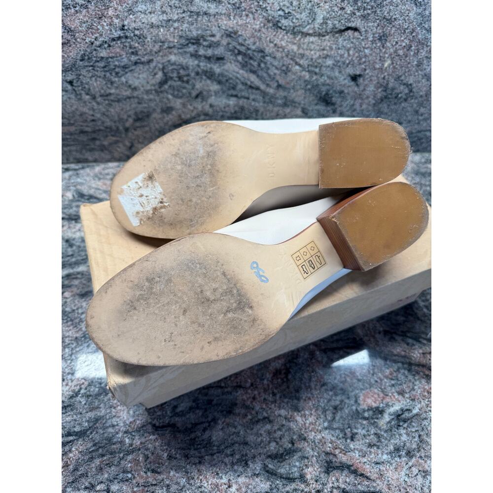 DKNY Women's White Leather Mules | size 11 - Picture 4 of 4